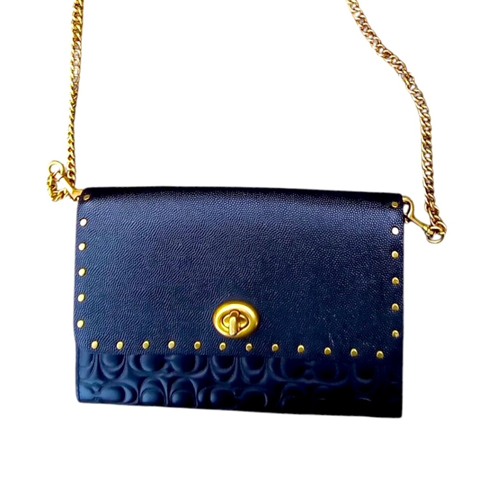 Coach BLACK Beautiful Embossed Marlow Crossbody Bag